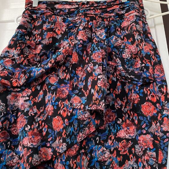 100% silk faux-wrap IRO mini skirt.  Size M - Picture 1 of 9